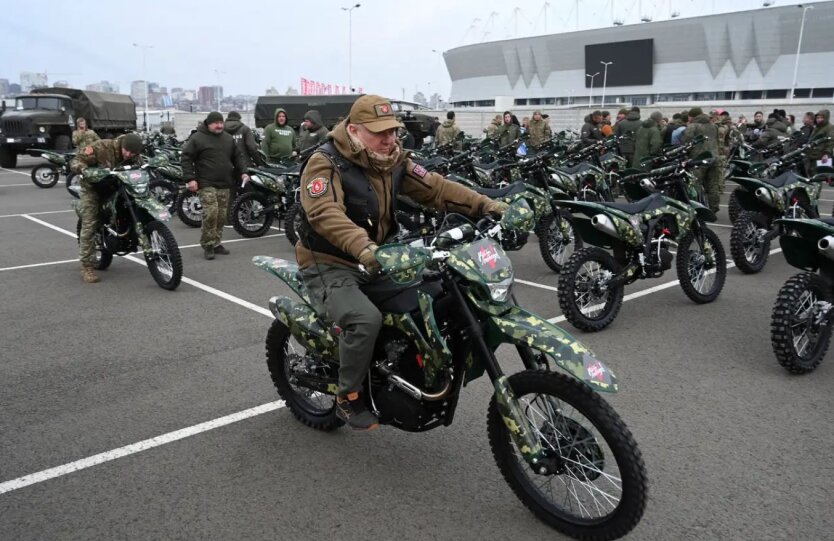 Russian Army on Motorcycles for Assault Operations