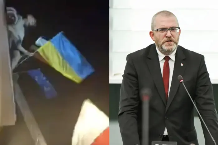 Supporters tore down ukr. flag